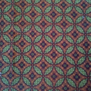 Shweshwe fabric, blue, green, brown circles